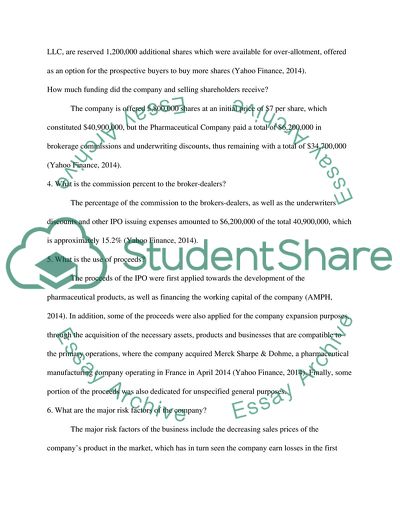Initial Public Offering of Amphastar Pharmaceuticals