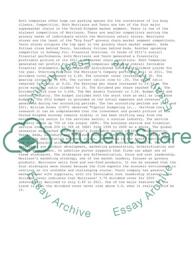 Managerial Accounting: Morrisons and Tesco