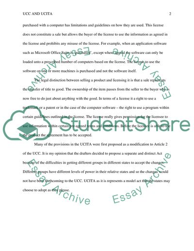 UCC and UCITA models acts