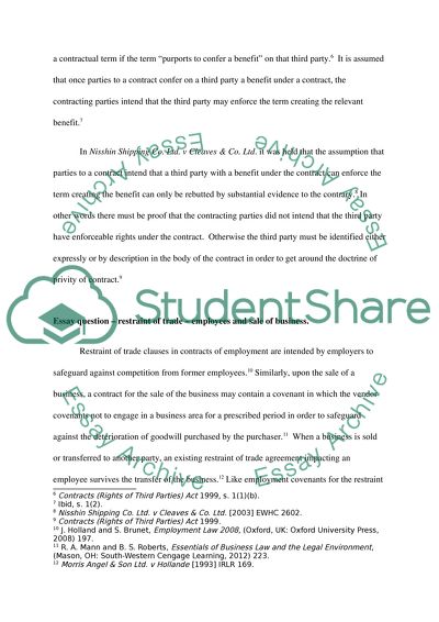 The Doctrine of Privity of Contract and the Impact of the Contracts Act 1999