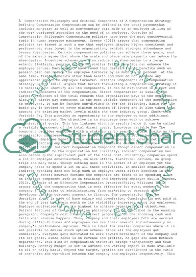 Compensation Philosophy and Critical Components of A Compensation Strategy