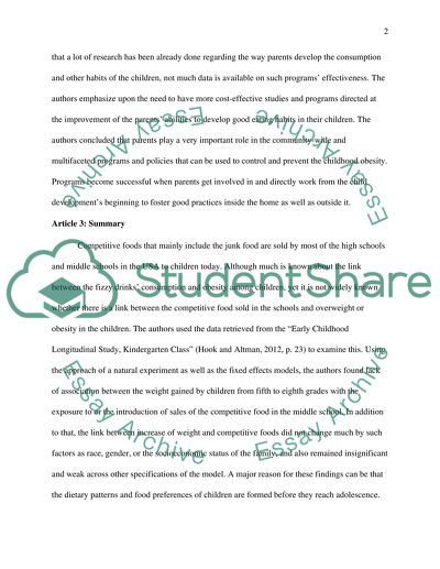 Analysis of Articles about Childhood Obesity