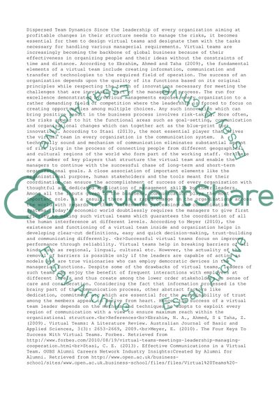 Dispersed Team Dynamics