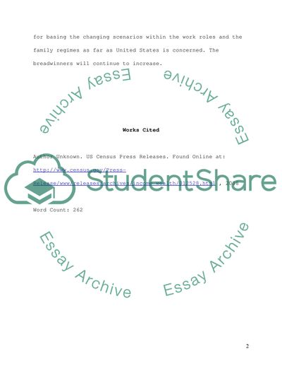 The Changing Work Roles and the Family of the US