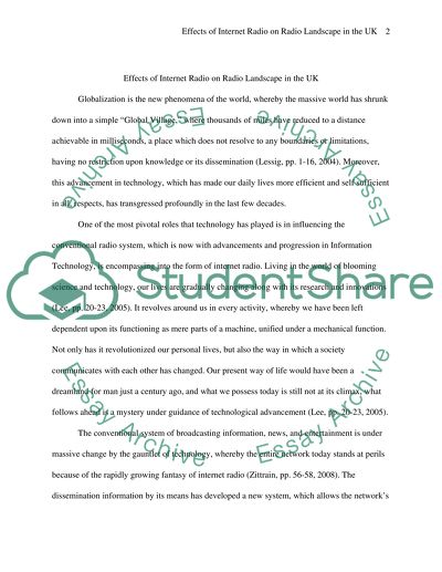 Effects of Internet Radio on Radio Landscape in the UK