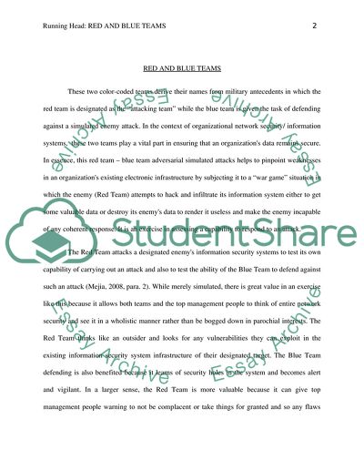 Red and Blue Teams in Network Security