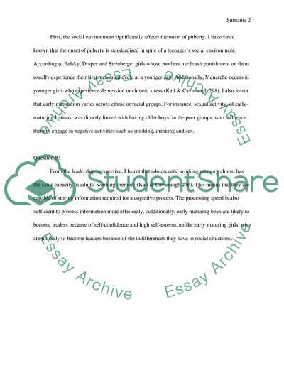 Physical and Cognitive Development in Adolescence