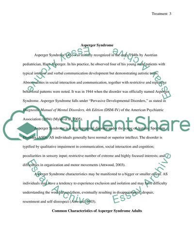 Treatment for Asperger Syndrome