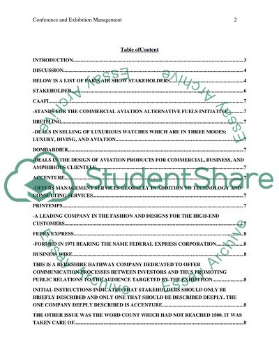 Conference and Exhibition Management: Analysis of an Exhibition