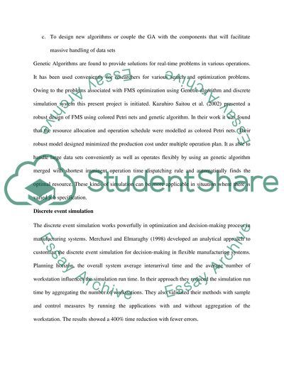 FMS Optimisation using Discrete Event Simulation and Genetic Algorithm