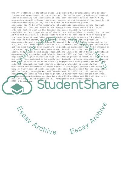 Importance of the Size of Organization in Project Portfolio Management