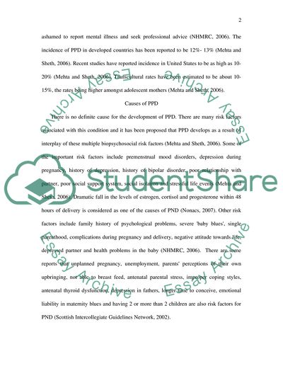Postpartum Depression as a Mental Illness: Cause for the Development