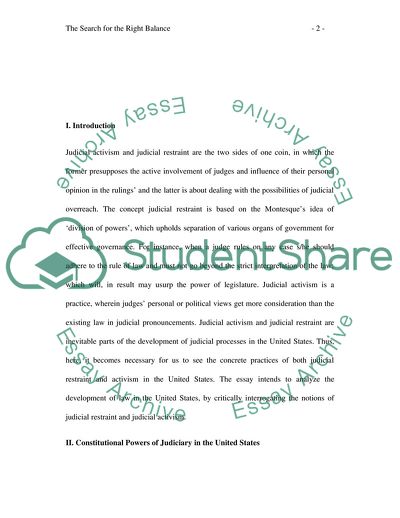 Judicial Activism and Judicial Restraint in the US