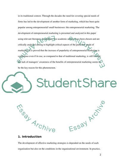 The Development of Entrepreneurial Marketing