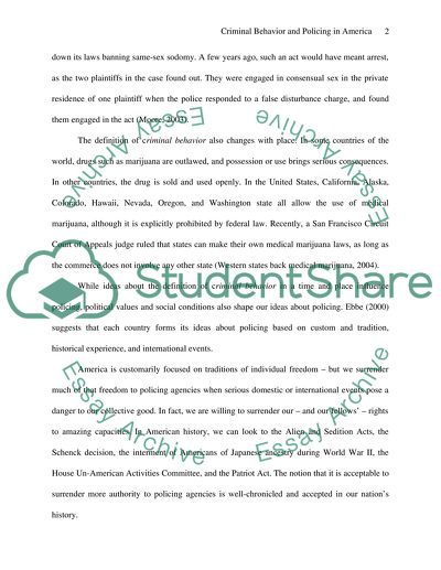 Criminal Behavior and Policing in America