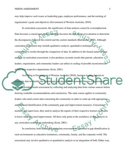 Discussing Needs Assessment in Education