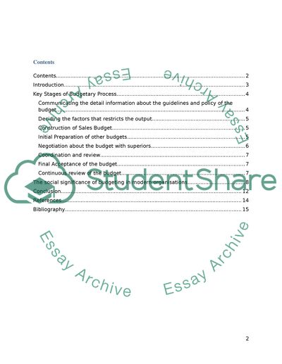 Key Stages of Budgetary Process