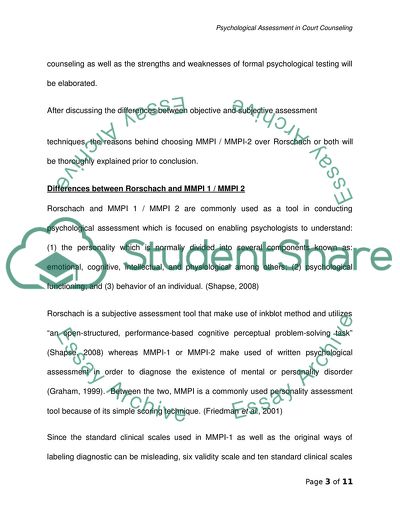 Psychological Assessment in Court Counseling