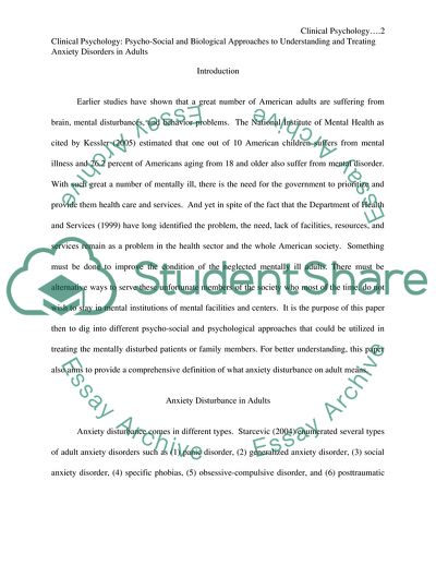 Psycho-Social and Biological Approaches to Understanding and Treating Anxiety Disorders in Adults