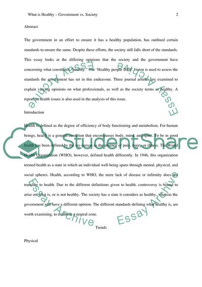 What is Healthy: Government vs. Society