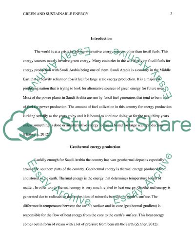 Green and Sustainable Energy Peculiarities