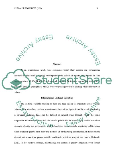 International Human Resource Management of British Petroleum and Emirates Airlines