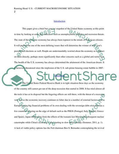 Current Macroeconomic Situation in the U.S