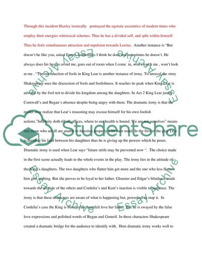 The Use of Irony in Brave New World, King Lear and The Crucible