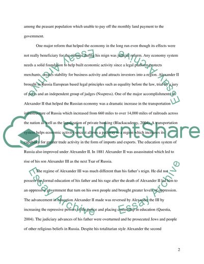 Compare and contrast economic policies adopted by Alexander II (1855-81) and Alexander III (1881-94)