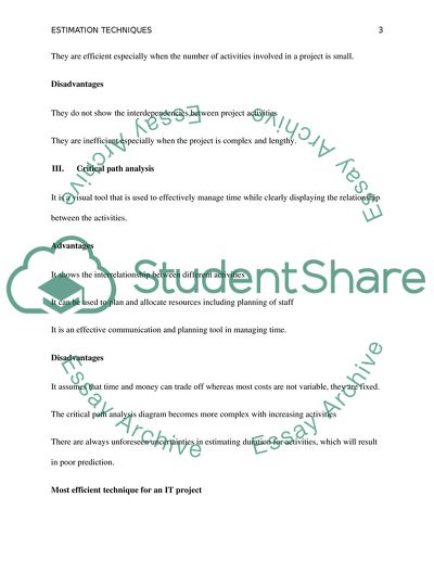 Estimation Techniques - Work Breakdown Structure