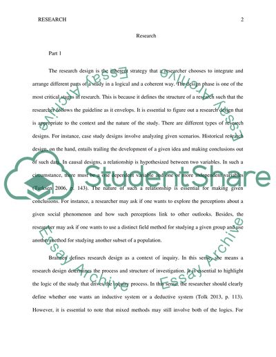 The Research Design as the Inherent Strategy That a Researcher Chooses