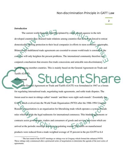 Non-discrimination Principle in GATT Law