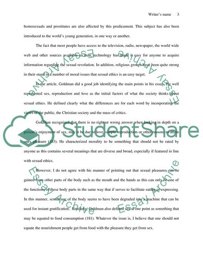 Sexual Ethics and Various Reactions from Different Kinds of People