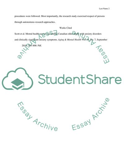 Analysis of the Article about the Accessibility of Health Services among Adults with Anxiety Disorder