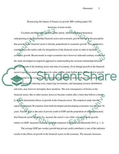 Reassessing the impact of finance on growth, BIS Working Papers 381