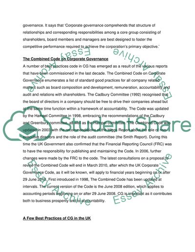 Corporate Governance and Revised Combined Code