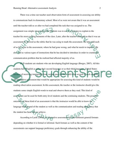 Alternative Assessment Analysis