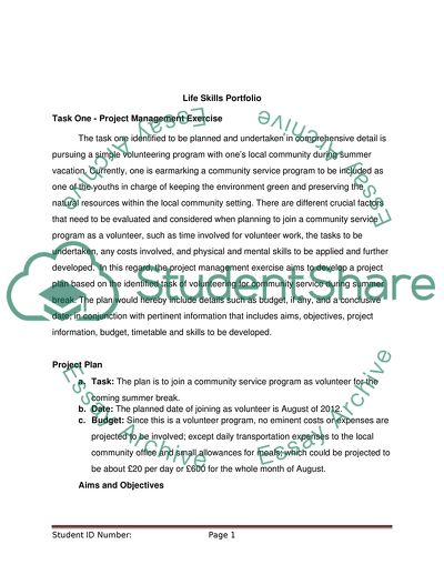 Life Skills Portfolio