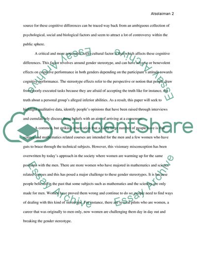 Gender Cognitive Skills and Stereotype Effect