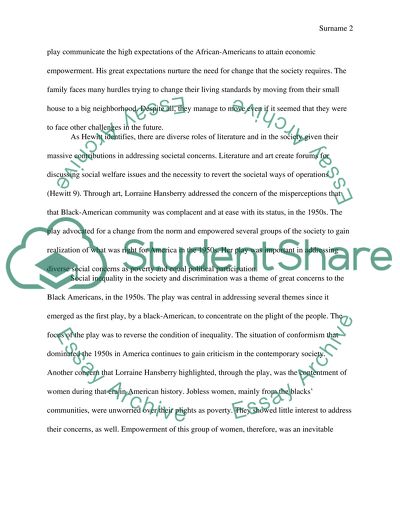 Analysis of Art Work Written by Lorraine Hansberry