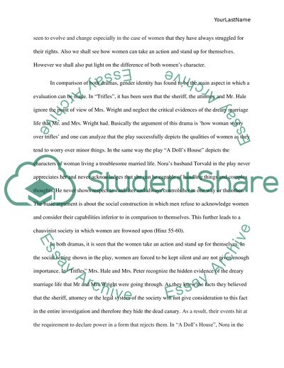 Comparison between Plays and Dramas A Dolls House and Trifles