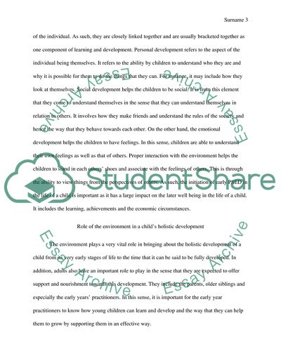 The Extent to Which the Environment Impacts upon a Childs Holistic Development