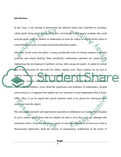 Motivating Learners in Low Ability Mathematics Set