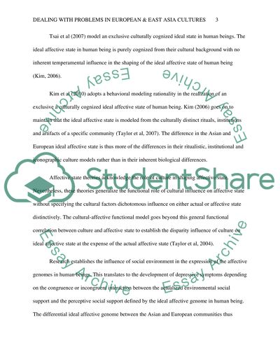 Problems in European and East Asia Cultures