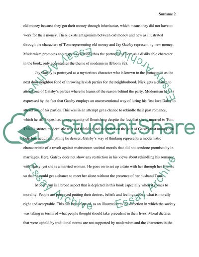 The usage of Modernism in the The Great Gatsby