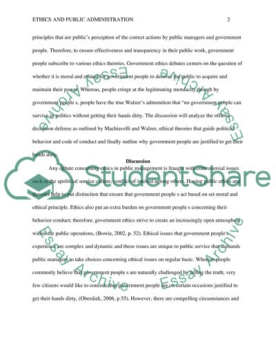 Ethics and Public Administration