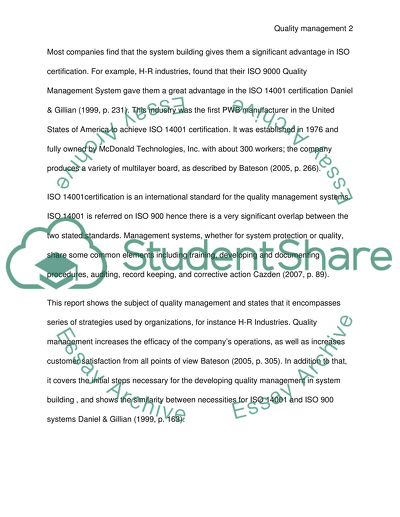 Quality Management in the Systems Building Process