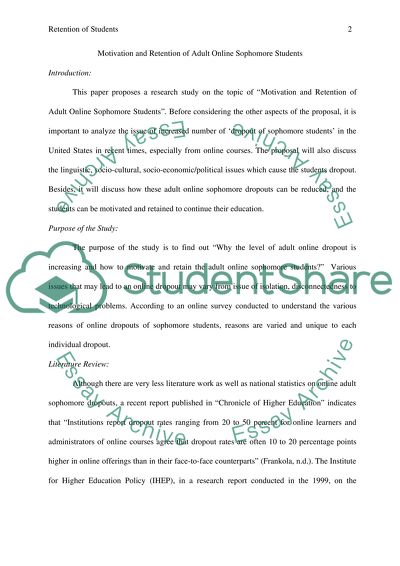 Motivation and Retention of Adult Online Sophomore Students