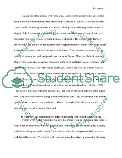 Health and Women as Healers in the African American Culture