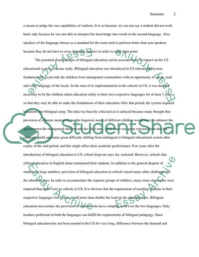 Bilingual Education Should not Be Offered in Public Schools